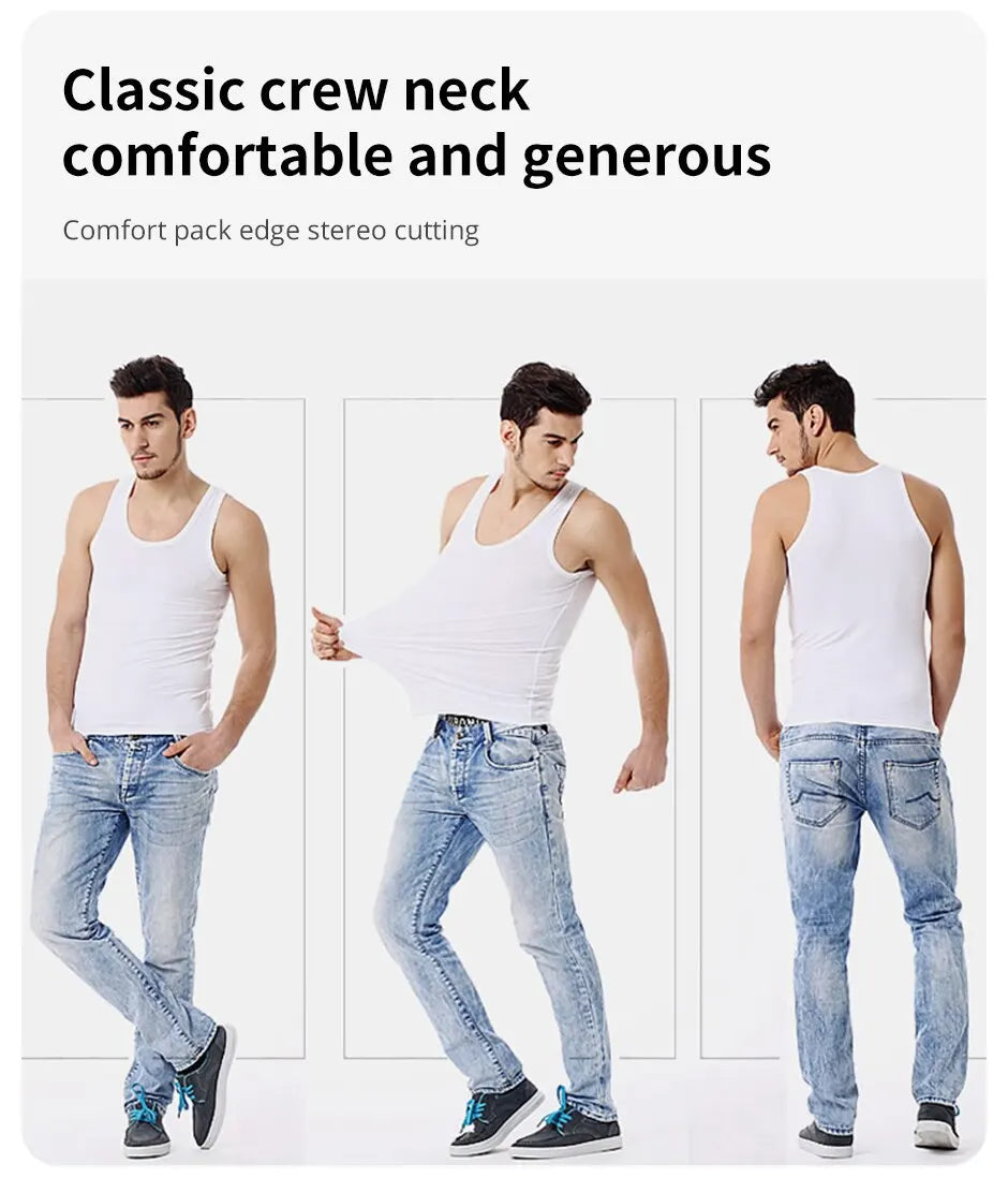 1/3/5 Piece Men's Cotton Sports Skinny Vest Teenagers Leisure Joker Sleeveless T Men's Fitness Training Simple Top