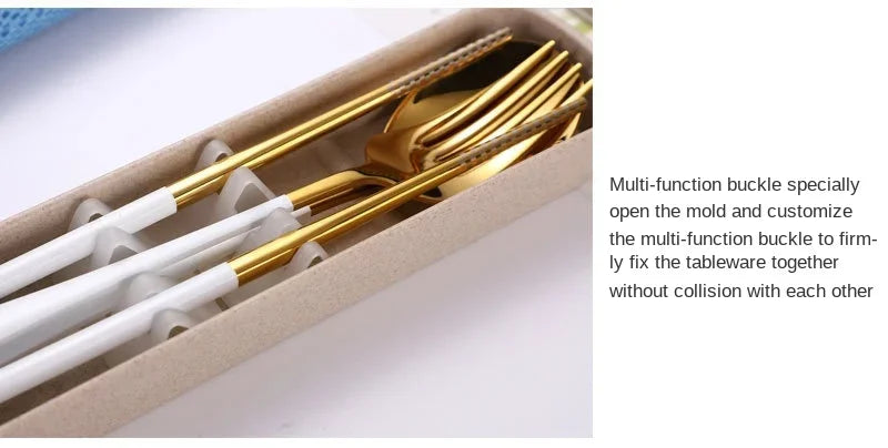 304 Spoon Set for Creative Portable Outdoor Tableware for Adult Students, Stainless Steel Cutlery Set