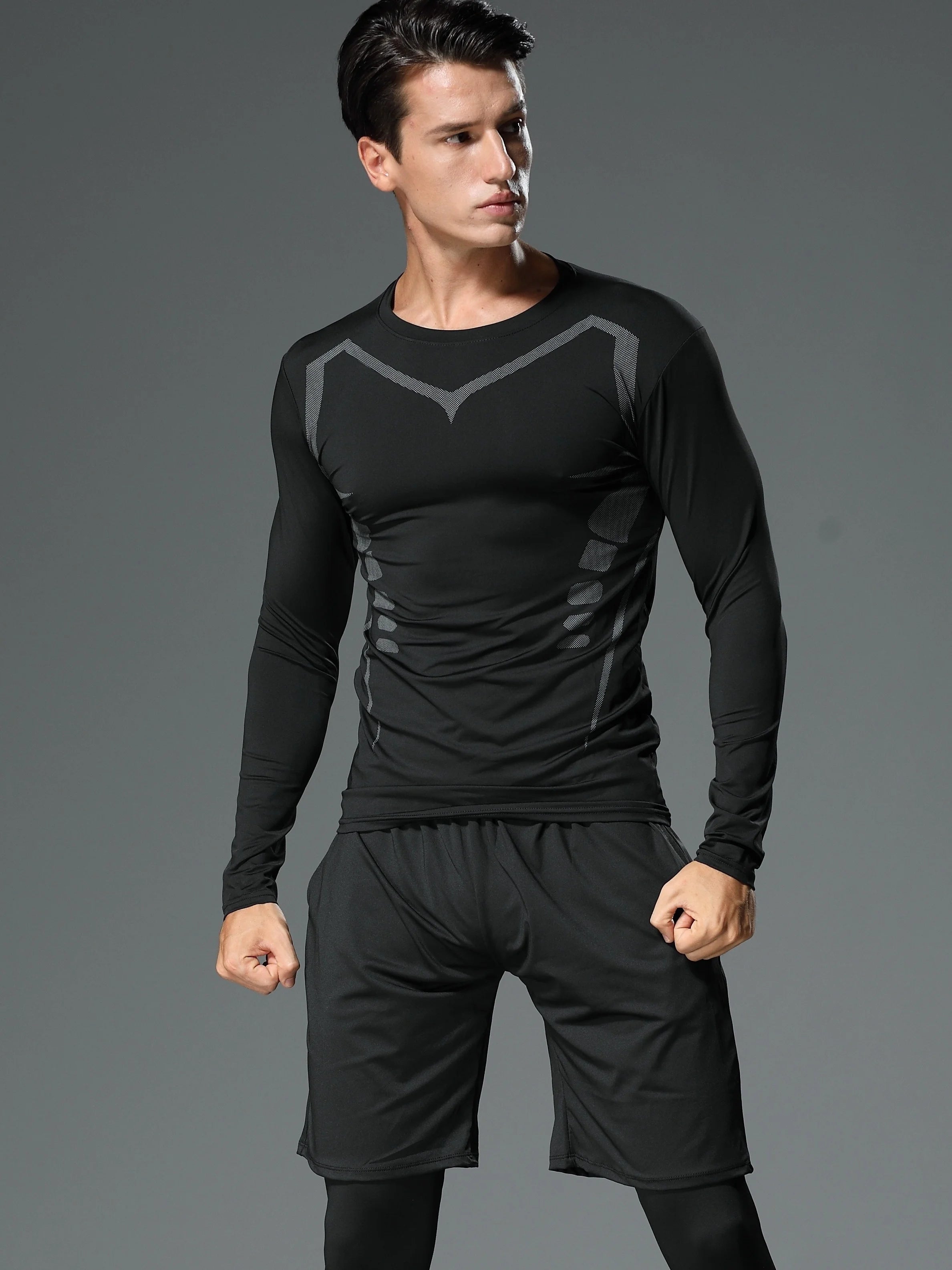 Sportswear for men, running and gym clothes, tight-fitting equipment, morning and night running training sportswear