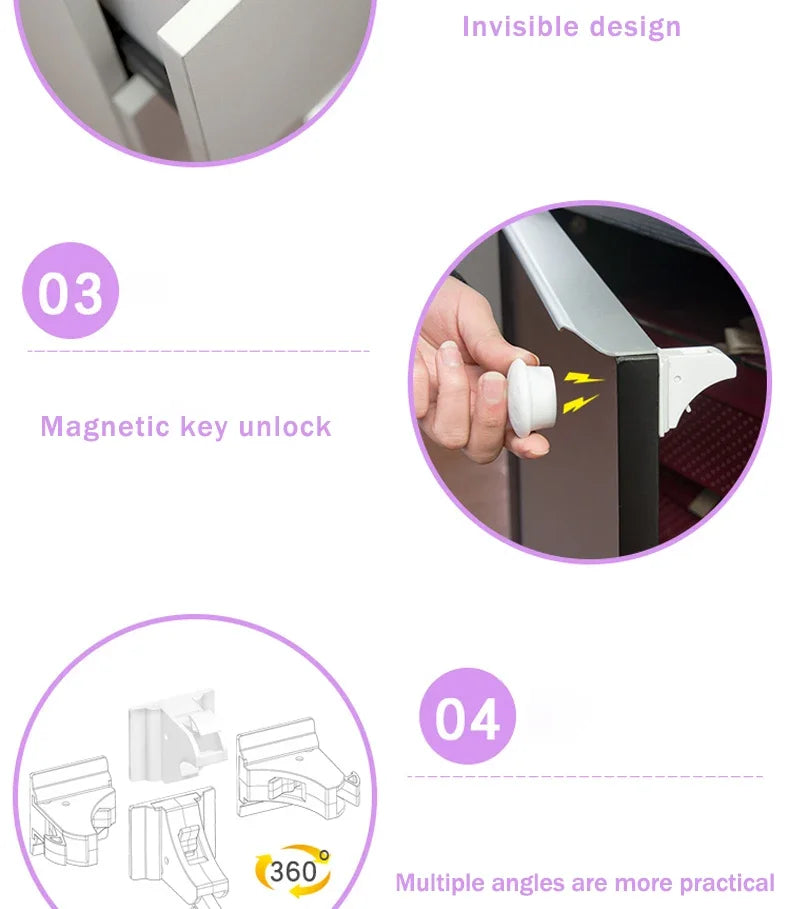 Baby Safety Lock Invisible Lock Kids Security Drawer Latch Cabinet Door Magnetic Child Safety Lock Limiter Children Protection