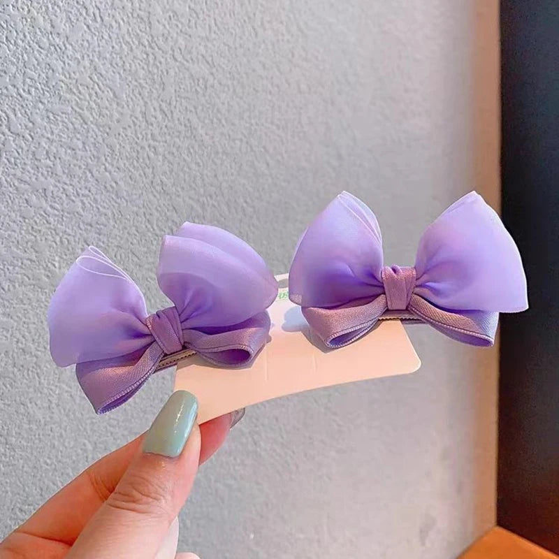 Fairy Bow Hairpins Mesh Bowknot Baby Hair Clips Sweet Kids Sided Clip Barrettes Princess Girl Headwear Children Hair Accessories