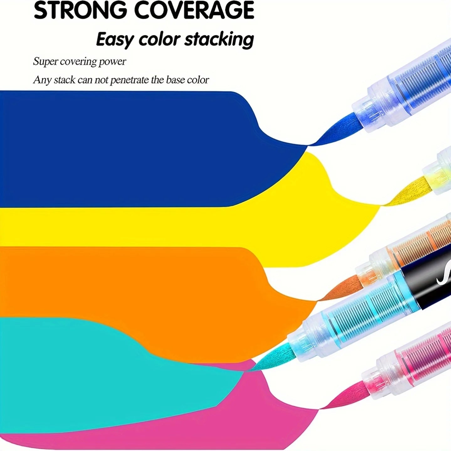 Acrylic  Markers Brush Tip Paint Marker 12-72 Colors Acrylic Paint Pen for Rock Canvas Wood Ceramic Adult Coloring DIY Crafts