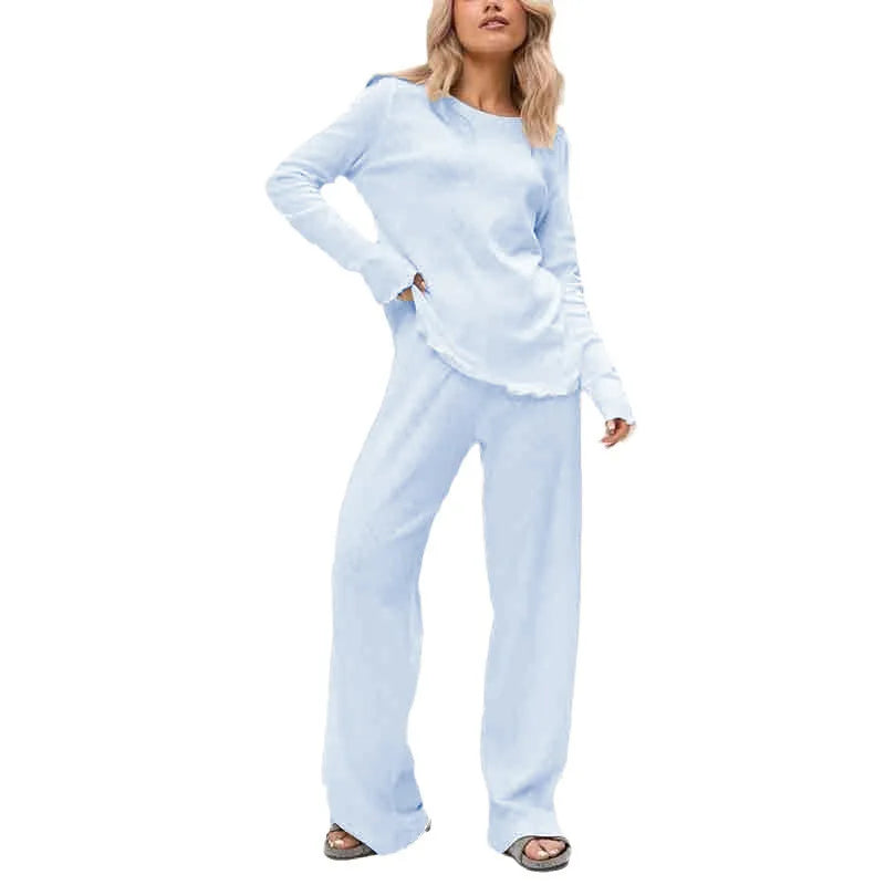 Stylish Long Sleeve Pajamas Sets for Women 2 Piece Soft Cotton Casual Homewear Comfortable Lady's Loungewear Spring Thin Design