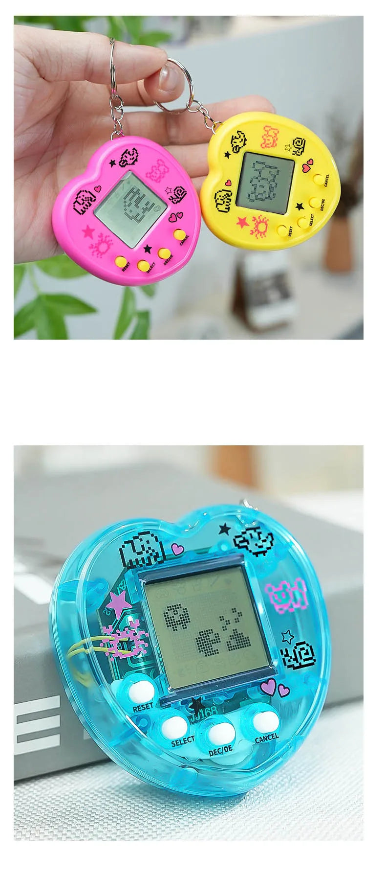1PCS Transparent Electronic Pets Game Handheld Game Console Toy Virtual Cyber Digital Pet Pixel Funny Gift Play Toy