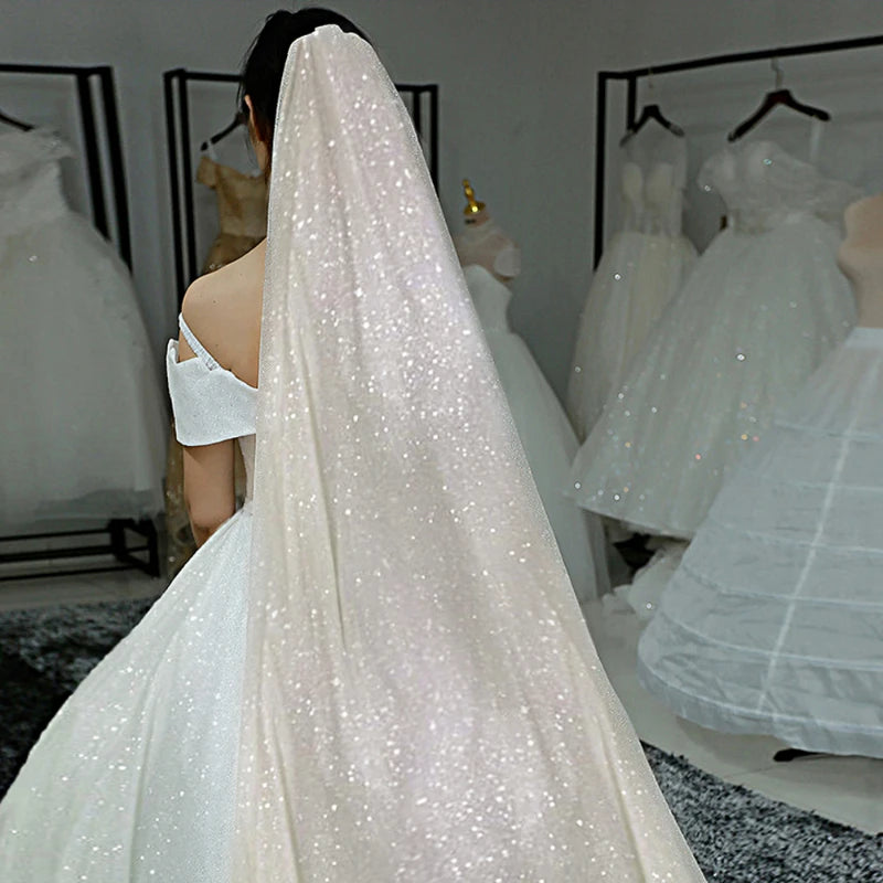 Champagne/White/Ivory Bridal Veil Cathedral Length Highlights Webveil Wedding Accessories