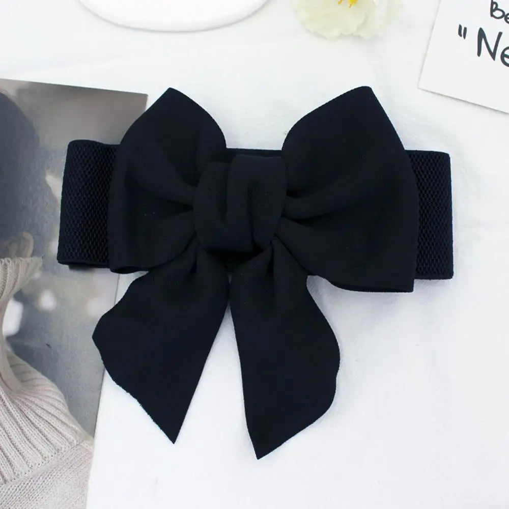 Women Big Bow Waistband  Elastic Wide Waist Belt Fashion Solid Bowknot Waist Straps For Dress Decorate Clothes Accessories