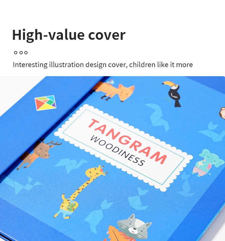 Magnetic Wooden Tangram Block Puzzle Game for Kids - Montessori Educational Intelligence Jigsaw Children's Gift