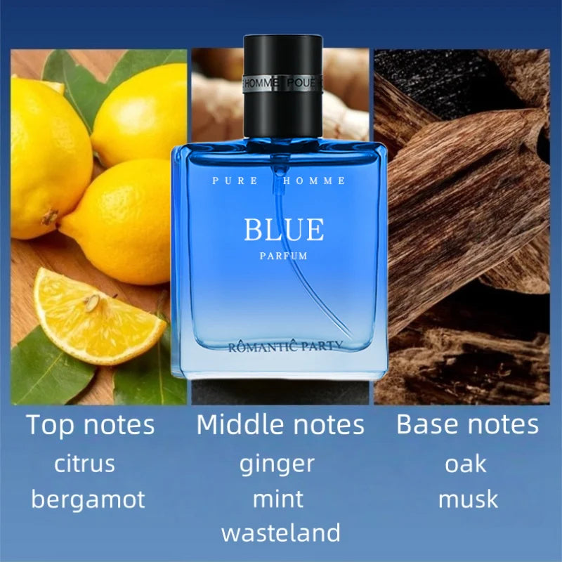 Man Perfumes Classic Pure BLUE Black EAU DE PARFUM Pheromone Perfume Azure Fragrance Body Spray for Men Gentlemen Attract Women