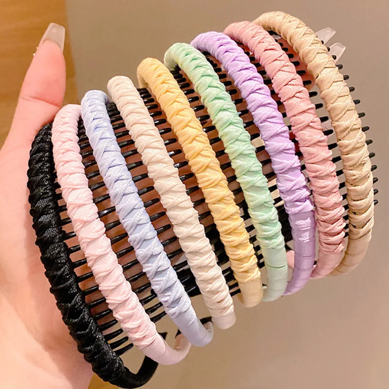 Cute Candy Colors Wrap Cloth Teeth Hairbands For Girls Sweet Hair Ornament Non-slip Headband Hair Band Fashion Hair Accessories