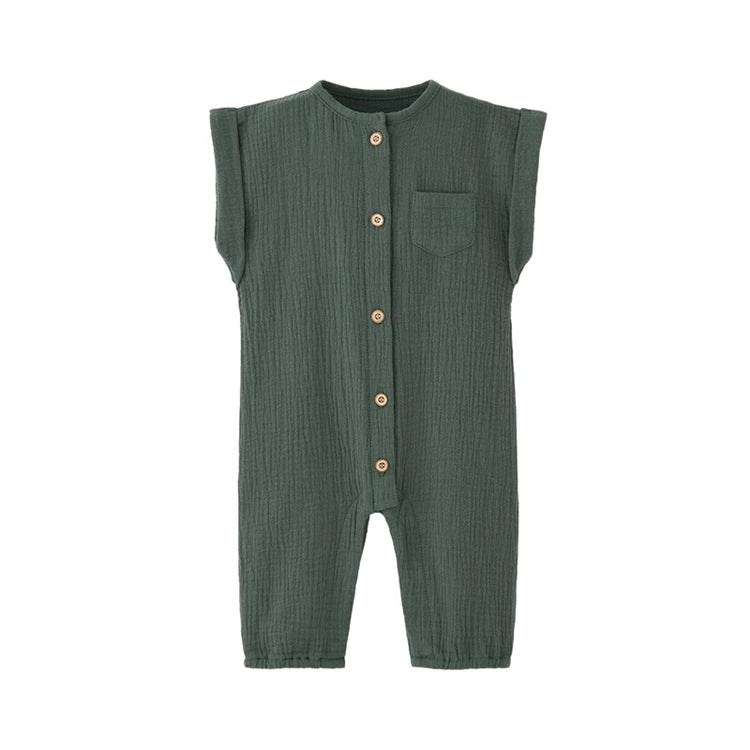 Summer Newborn Baby Romper Sleeveless Girl Boy Cotton Gauze Jumpsuit Solid Infant Soft Thin Gauze Cozy Rompers Pajamas