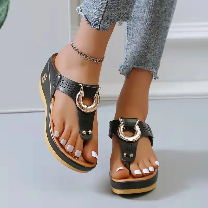 Summer Sandals Women 2026 Big Size Platform Sandals Wedges Flip Flops Shoes Comfortable Slippers Ladies Non-Slip Open Pantuflas