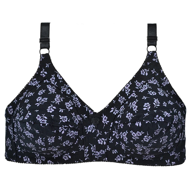 Wireless Soft Cotton Bras For Women Comfortable Underwear Everyday Non Padded Thin Lingerie Floral Brassiere C Cup