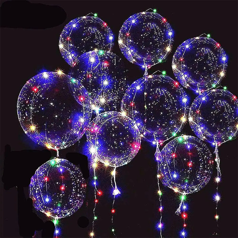3Pcs LED Light Up Balloons Glow In The Dark Transparent Led Balloons for Weddings Birthdays Valentine's Day Party Festival Decor