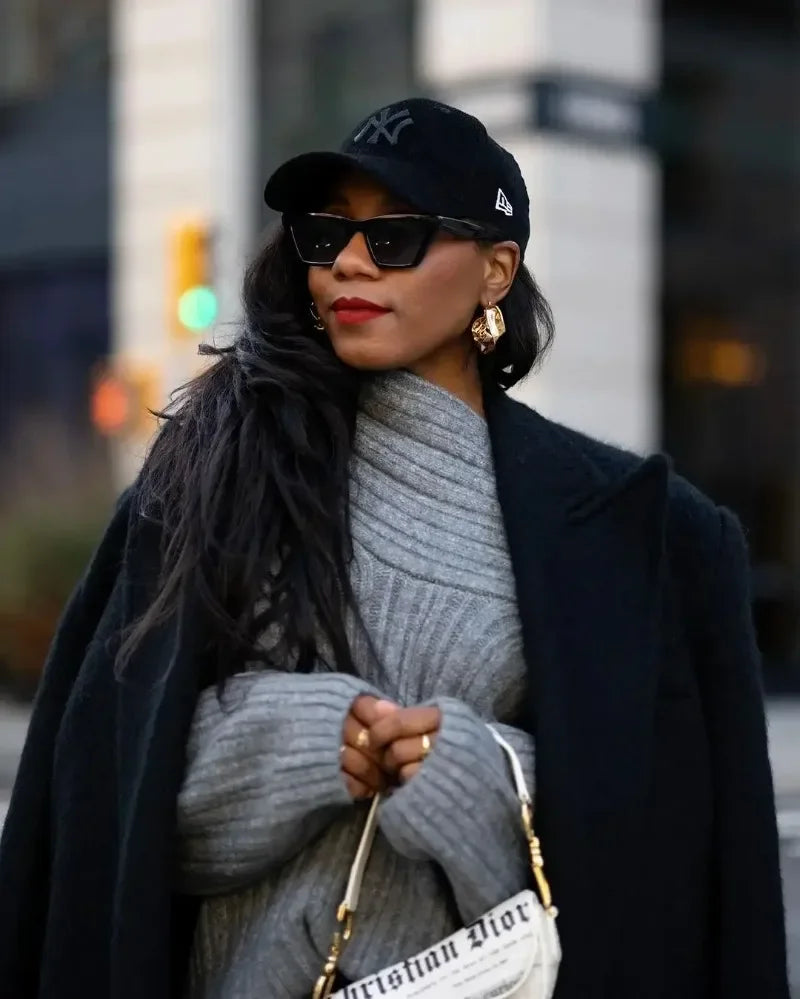 Tuularose Women's Off-Shoulder Sweater Fashion Loose Casual Brown Retro Pullover Spring High Street Office Lady Tops Knitwear