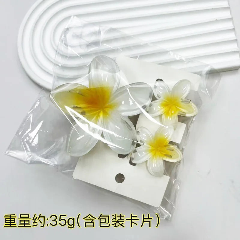 3Pcs/Set Sweet Flower Colroful Gradient Hair Claws Ponytail Cip Clamp Barrettes Hairpins For Women Girl Beach Hair Accessories