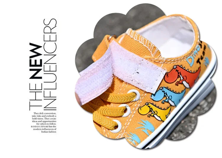 Children Casual Shoes Boys Canvas Shoes Kids Sneakers Cartoon Dinosaur Dino Fashion Classic School Students Girls Shoes Soft New