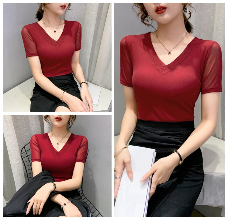 Women's Slim Fit V-Ne T-irt Me Inner Wear Top Spring Autumn Season Faionable Base irt Breathable Wear Resistant