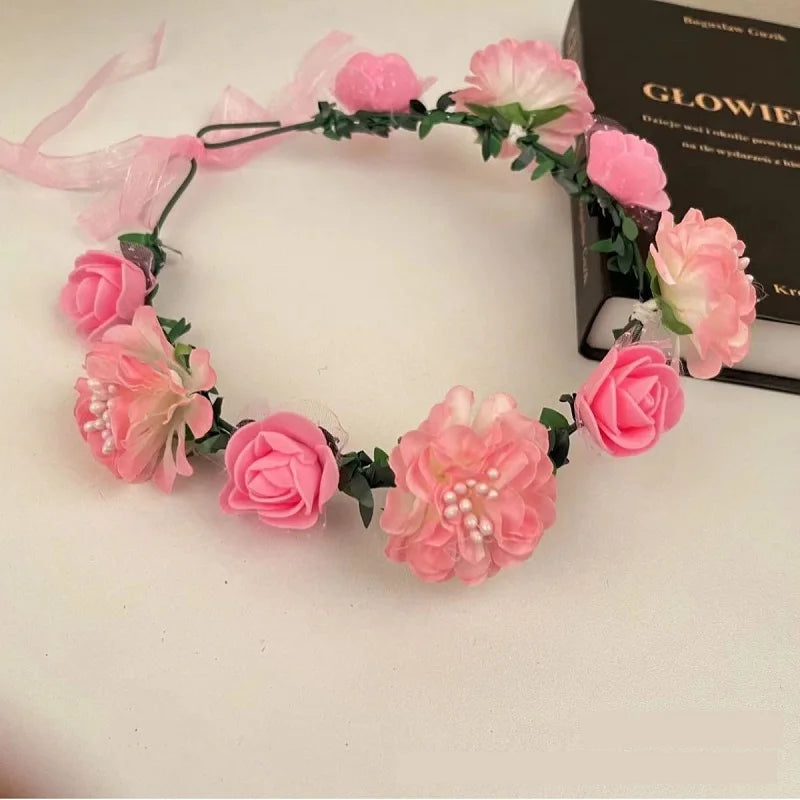 Women Wedding Flower Headband Girls Boho Flowers Headwear Children Headbands Hair Accessories Bride Wreath Beach Garland