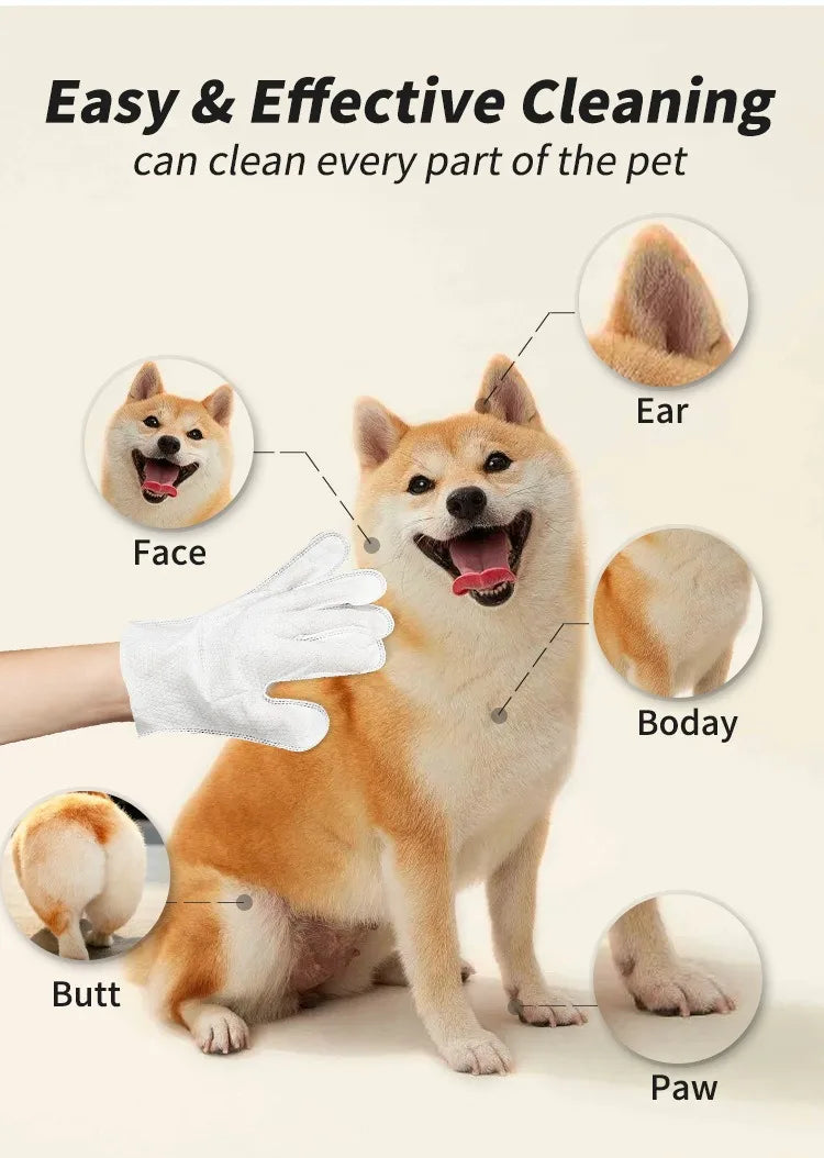 6pcs/bag Pet wash free gloves cats dogs bathing cleaning dry cleaning wipes gloves deodorizing wipes pet products
