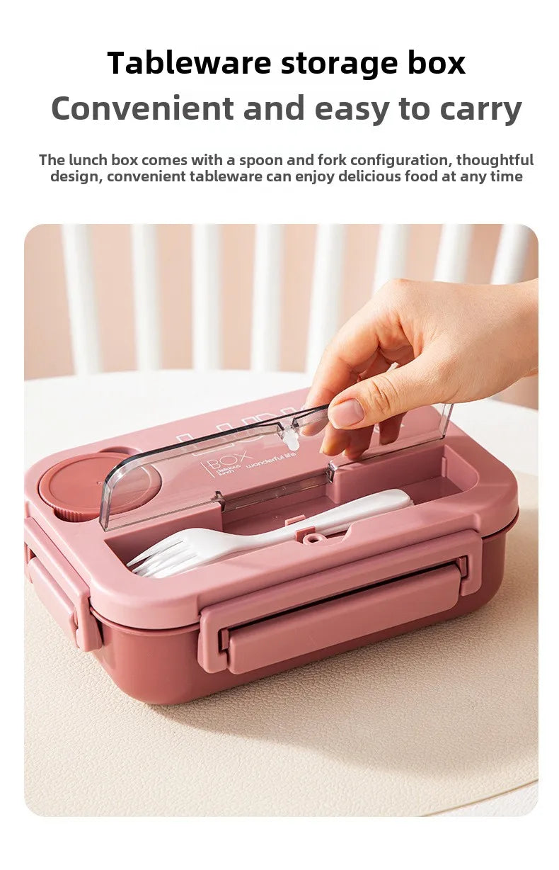 Compartment 1300ML Portable Lunch Box Kids Students Office Bento Box With Fork and Spoon Microwave Food Storage Container