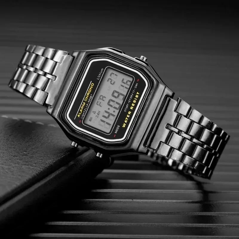Fashion Mens Watch Digital Led Luxury Stainless Steel Square Wristwatch Electronic Watches for Men Female Clock Reloj Hombre