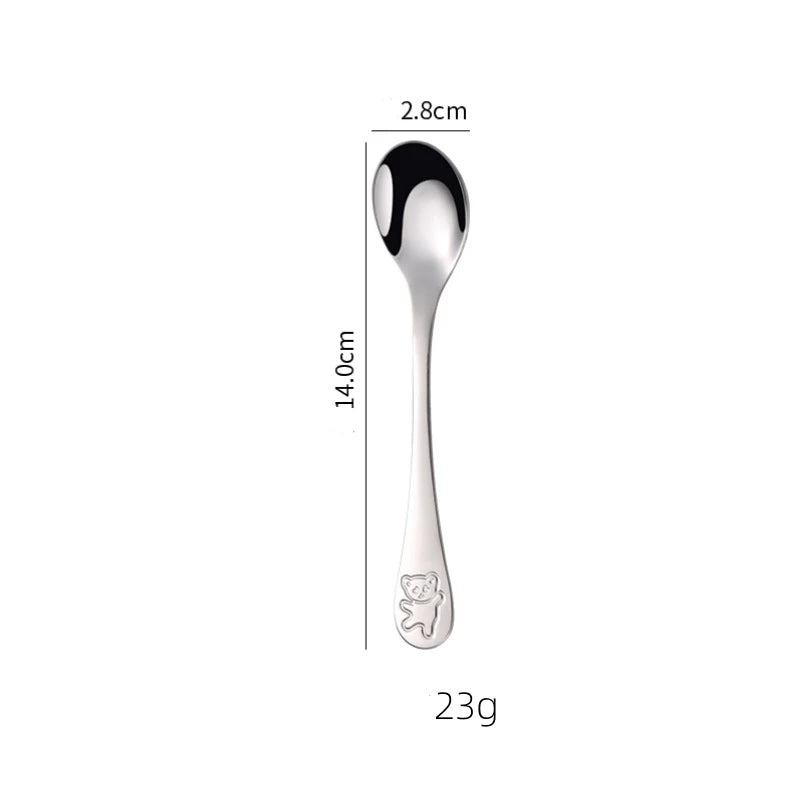 1/4pcs Baby Teaspoon Spoon Food Feeding Fork Knife Utensils Stainless Steel Kids Learning Eating Habit Children Tableware