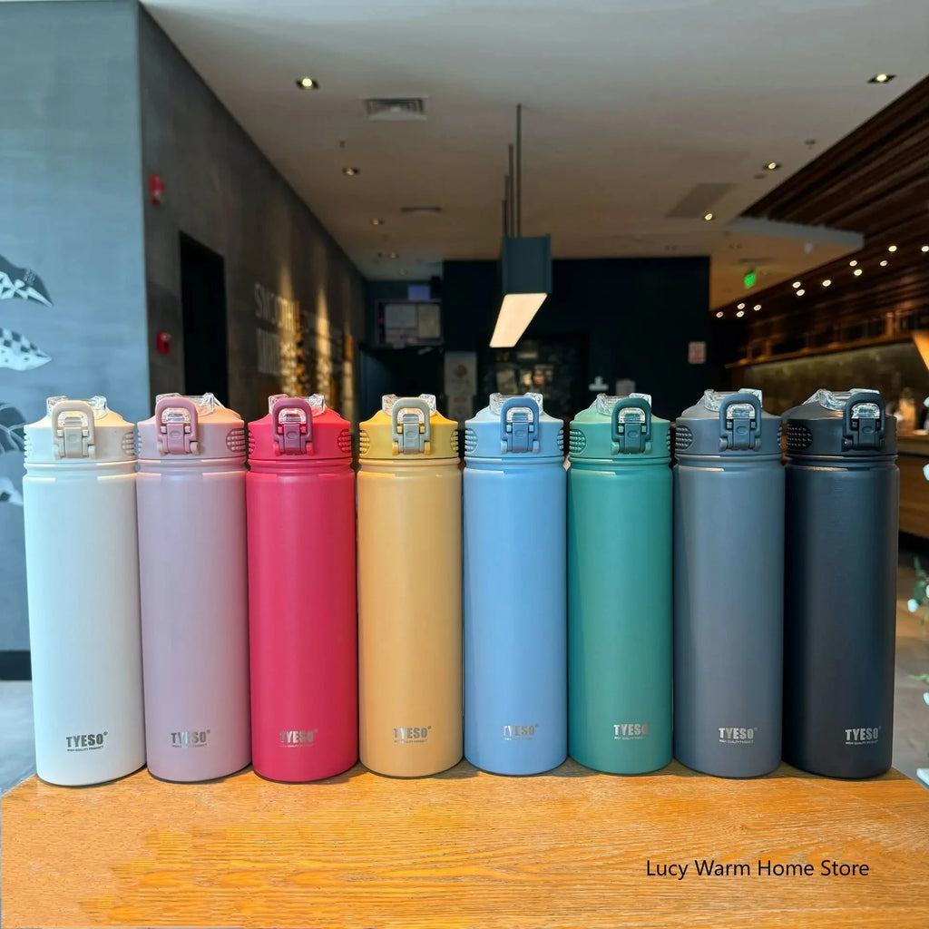 Thermal Water Bottle with Straw 750/600ML Stainless Steel Bottle Keeps Cold and Heat High Capacity Thermal Mug Thermos Bottle