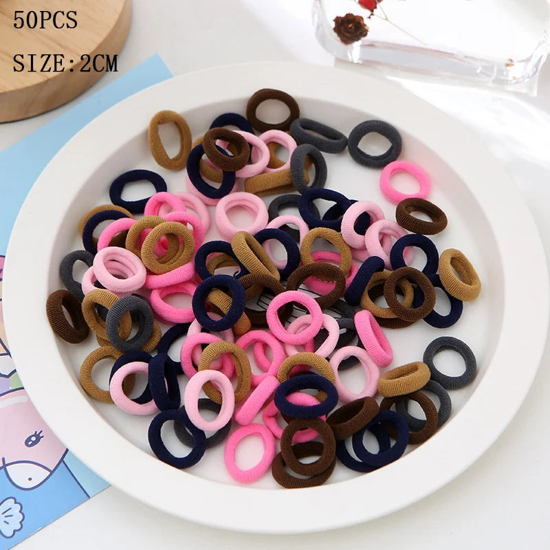 20/50Pcs/Set Girls Colorful Nylon Small Elastic Hair Bands Kids Cute Bow Hair Bands Ponytail Holder Headband Hair Accessories