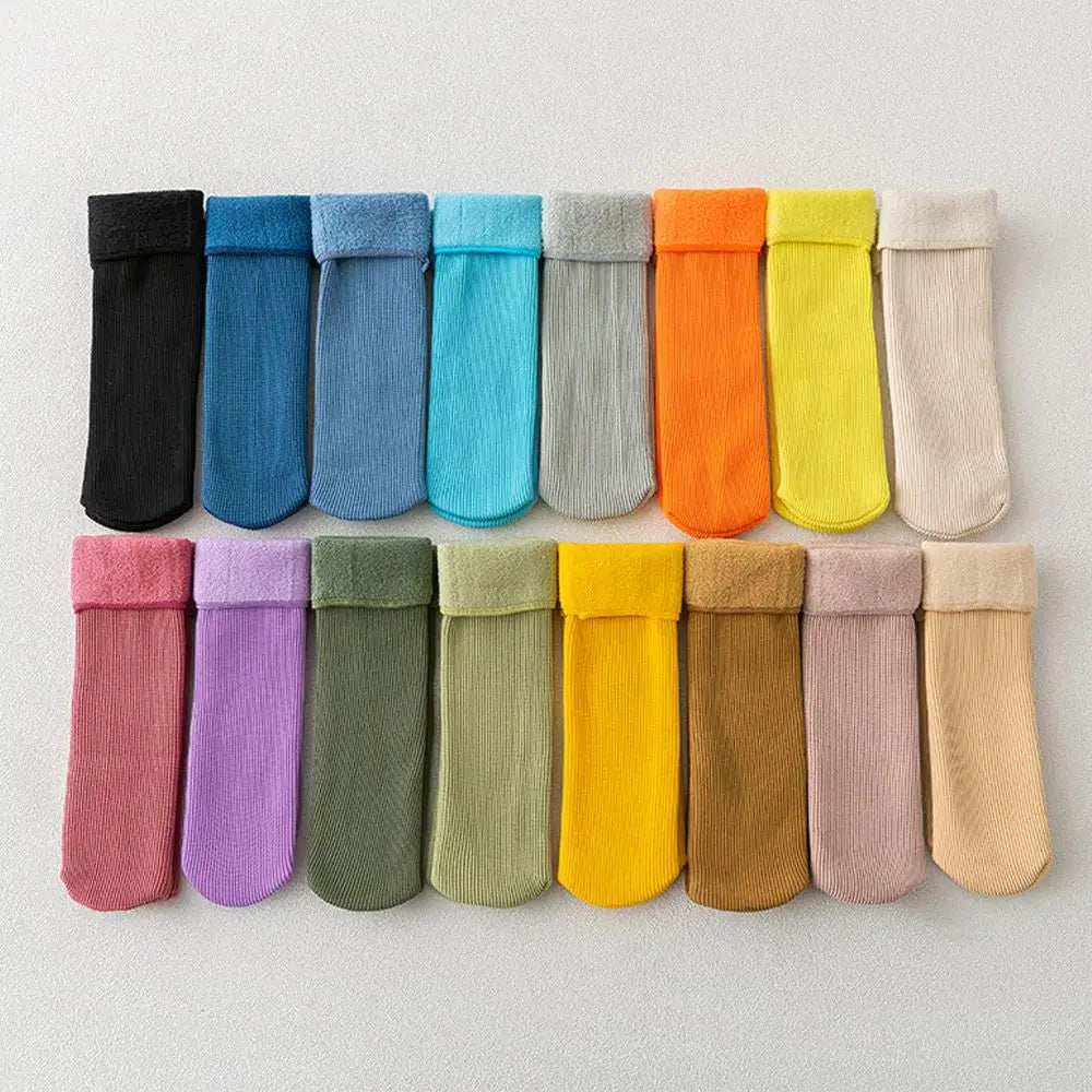 2Pairs Winter Wamer Socks Children Velvet Thicken Seamless Home Floor Socks Snow Thermal Keeping Sleeping Socks For Boys Girls