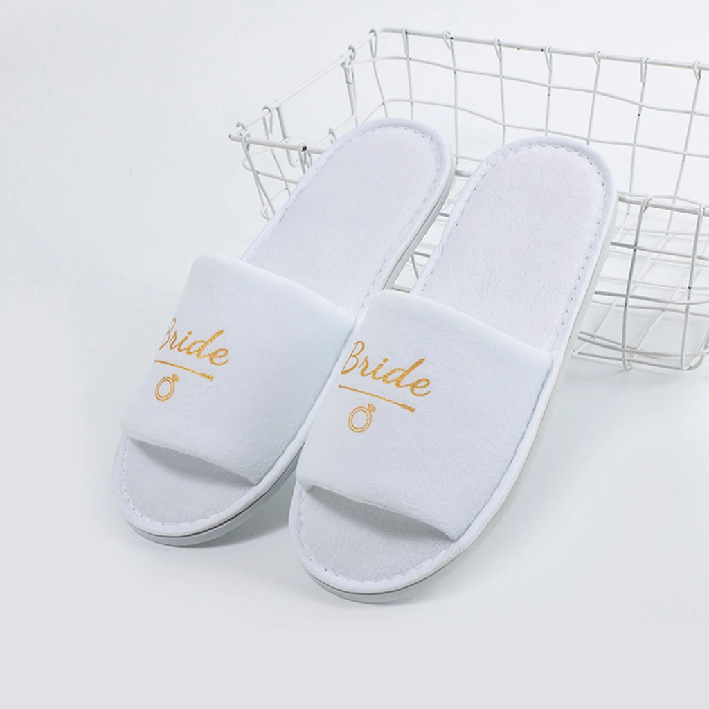 Personalised Wedding Bridal Party Slippers Bride / Bridesmaid Gift rose gold foil gold glitter Open Toes Slipper