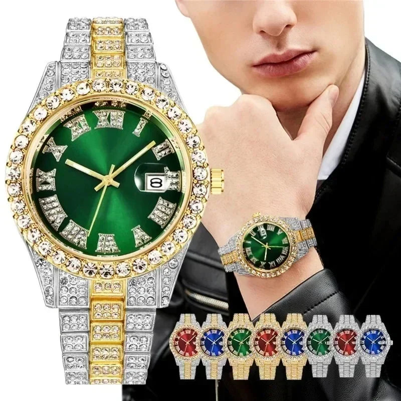 Fashion Full Iced Out Watch for Men Multiple Colors Hip Hop Mens Watch Fashion Cool Bling Diamond Luxury Mens Watches Clock