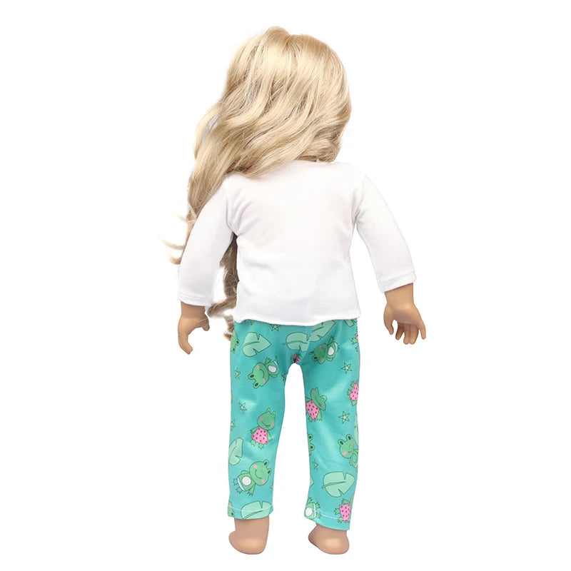 Doll Clothes Pajamas  For 43cm Baby New Born&American 18 Inch Girl Doll Unicorn Shark Cartoon Clothes Suit For Generation Doll