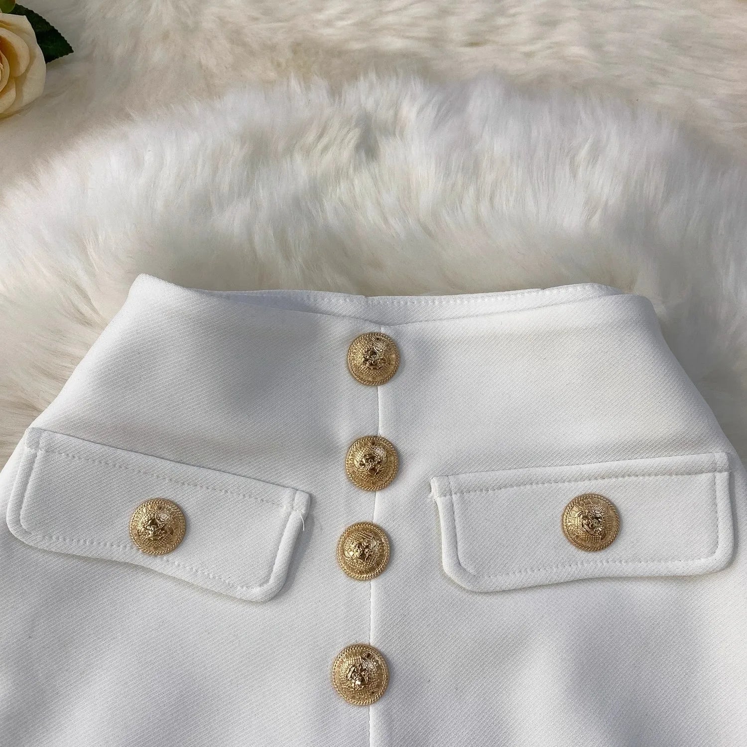White Micro Flared Pants Spring Summer High Waist Metal Button Slim Fit Floor Length Trousers Elegant Commuting Suit Pants Women