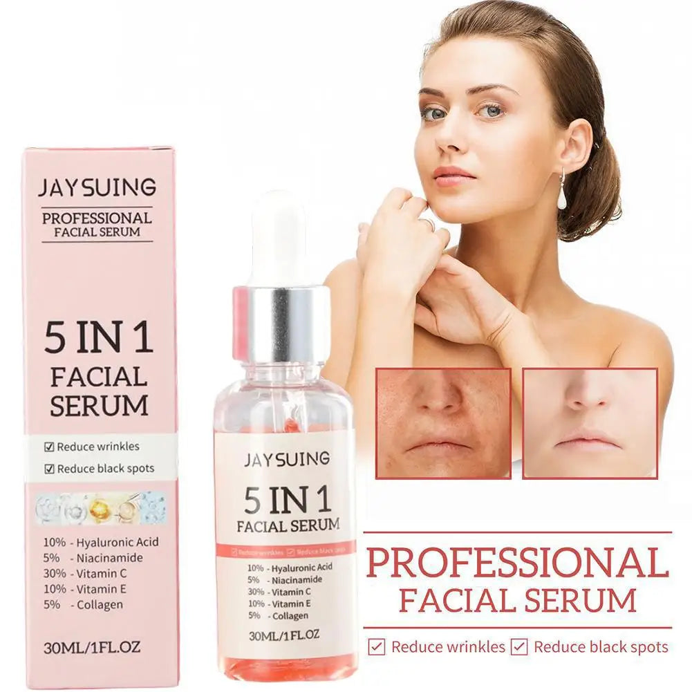1/2/3/5/10Pcs 5 In 1 Hyaluronic Acid Face Serum Moisturizing Vitamin C collagen Lightning Facial Serum Shrink Pores Skin Care