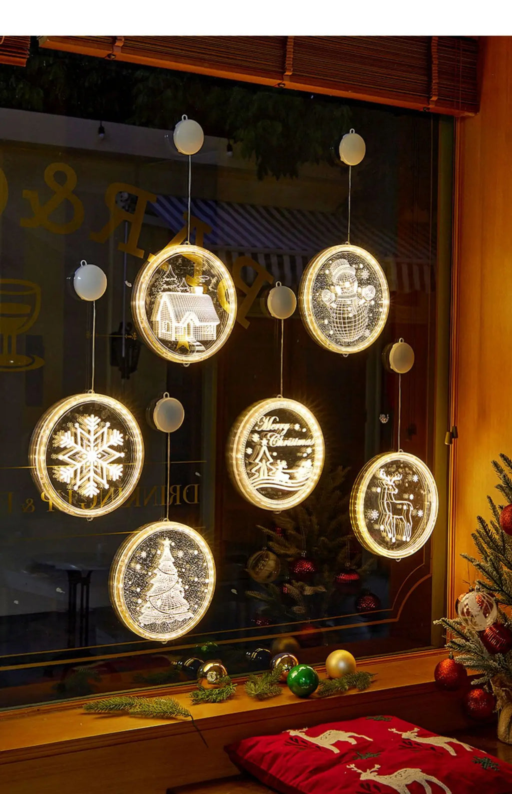 Christmas Transparent Luminous Night Lights, Festive Scene Atmosphere Decoration and Hanging Ornament Store