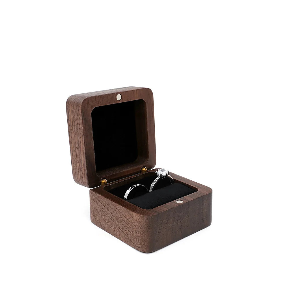 Diamond inlaid jewelry box, walnut solid wood wedding ring box, seeking marriage, diamond ring, Valentine's Day gift,  jewelry