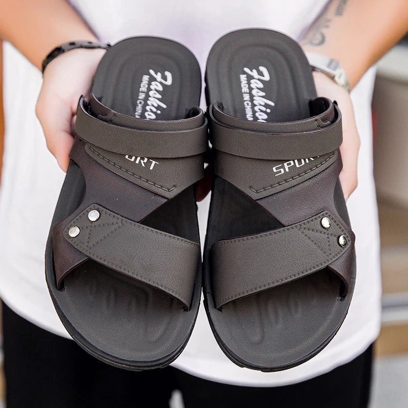 Summer Men's Sandals Fashion Beach Shoes For Men Classic Leather Slipper Male Outdoor Casual Leather Sandals Men