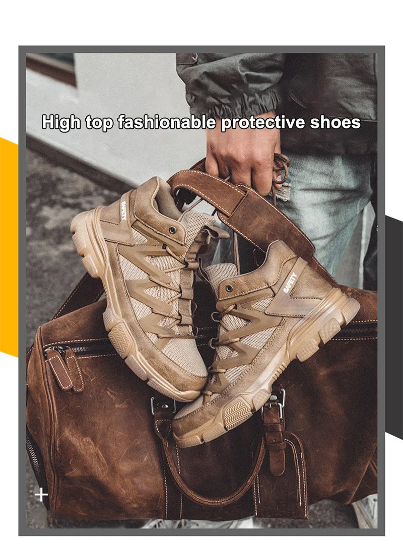 Safety Shoes Universal Breathable Outdoor Work Boots Steel Toe Anti-smash Puncture Proof Working Protective Sneakers for Men