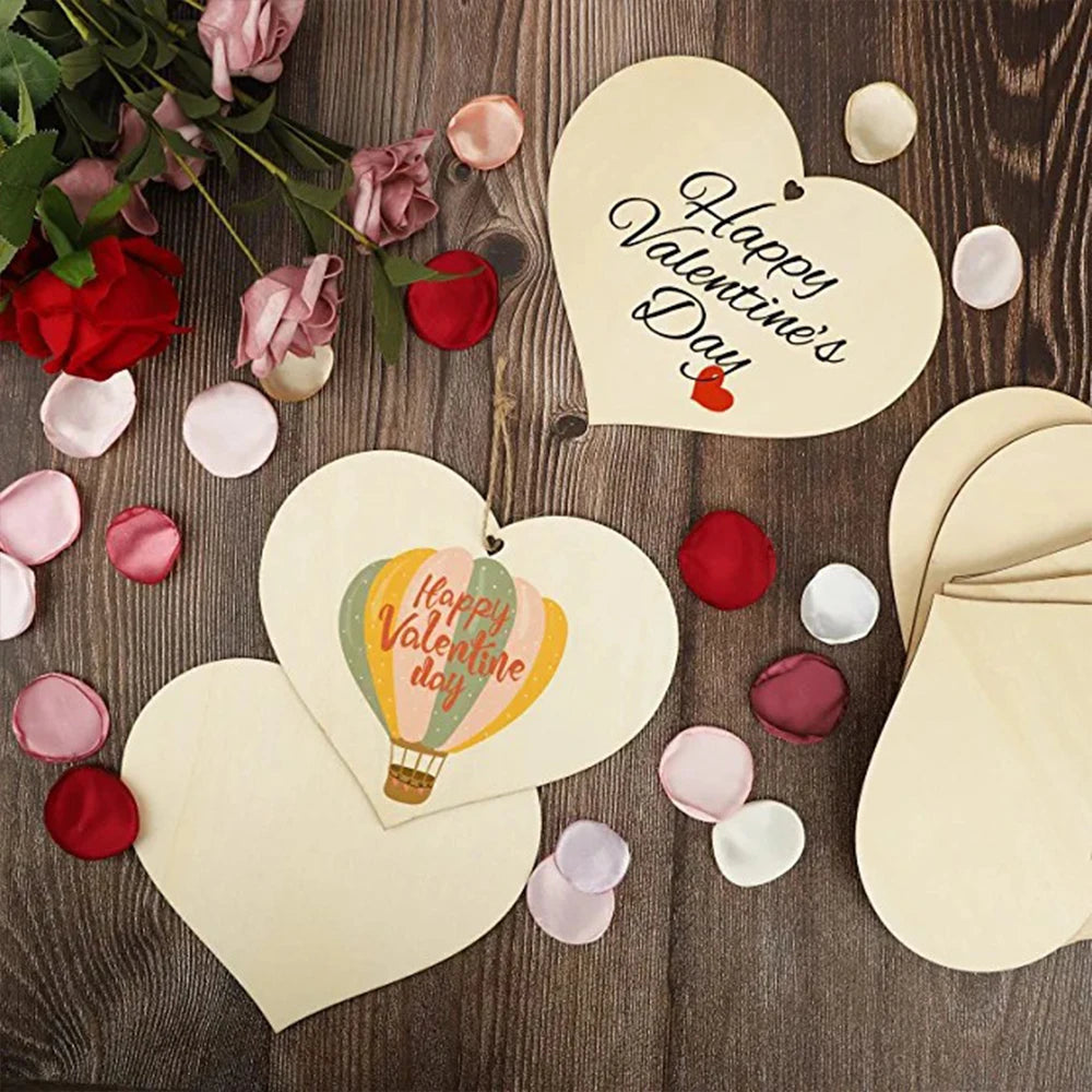 10/20/50Pcs Wooden Slices DIY Crafts Creative Decoration Christmas Wood Pieces For Happy Valentine's Day Pendant Gift Ornament