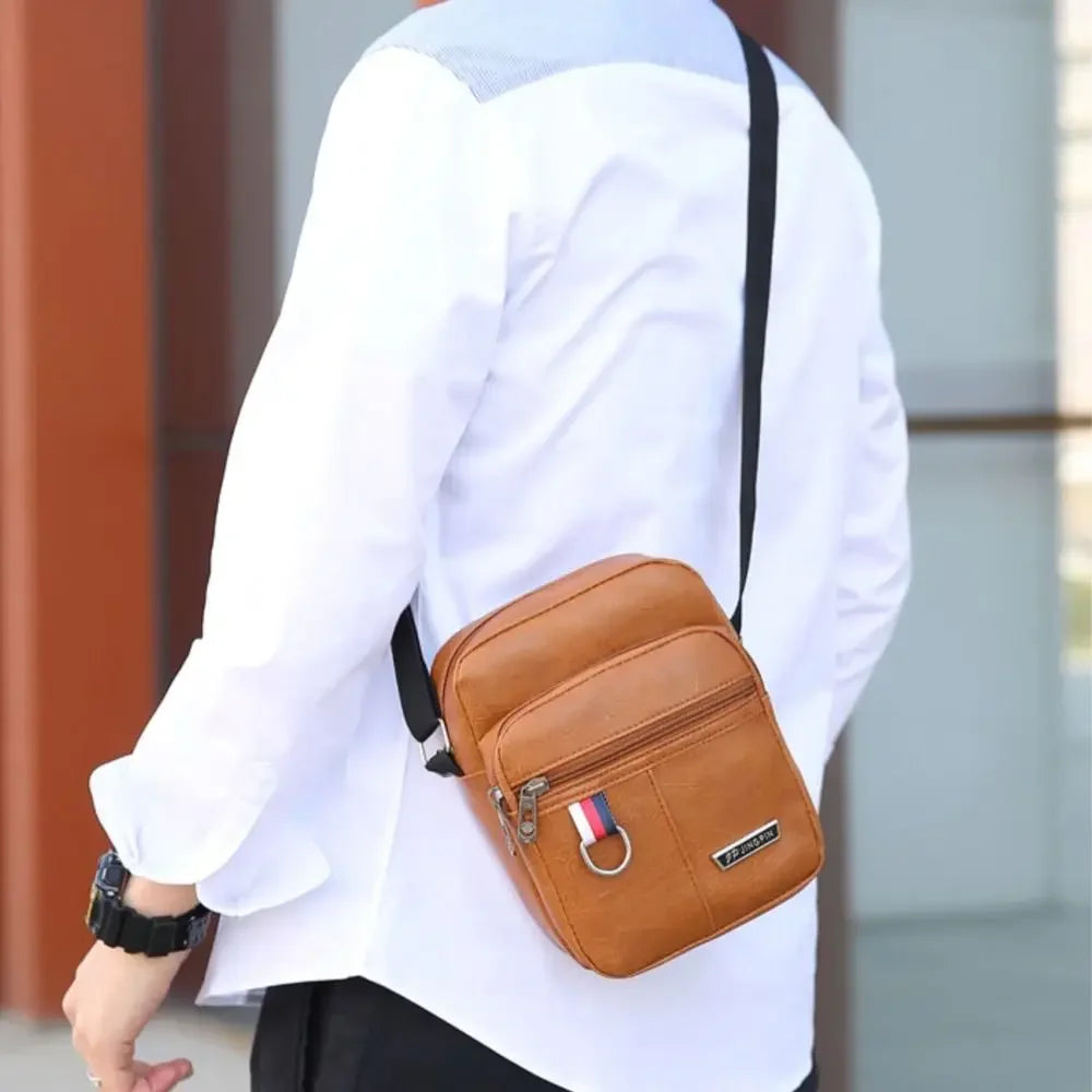 PU Leather Men's Bag Casual New Large Capacity Waterproof Handbag Brown Black Shoulder Messenger Bags Outdoor