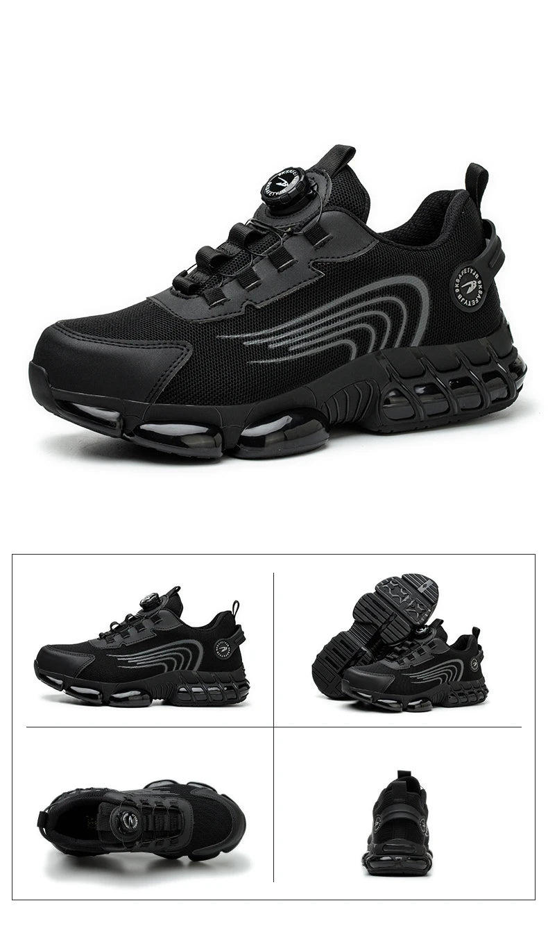 Unisex Rotating Button Safety Shoes Men For Work Sneakers Shoes Puncture-Proof Protective Women Shoes Steel Toe Work Boots