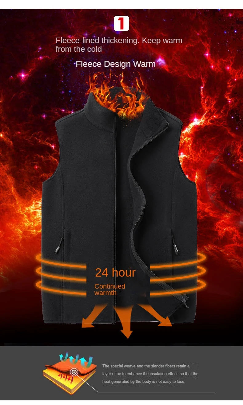 Autumn Fashion Plus Size Male Warm Waistcoat Fleece Vest Men's Lamb Cashmere Warm Sleeveless Coat Men Brand Clothing Winter Vest