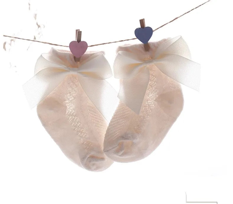 3Pairs/Lot Summer Baby Mesh Socks Bowknot Soft Cotton Newborn Sock Princess Infant Toddler Girls Cute Breathable Socks