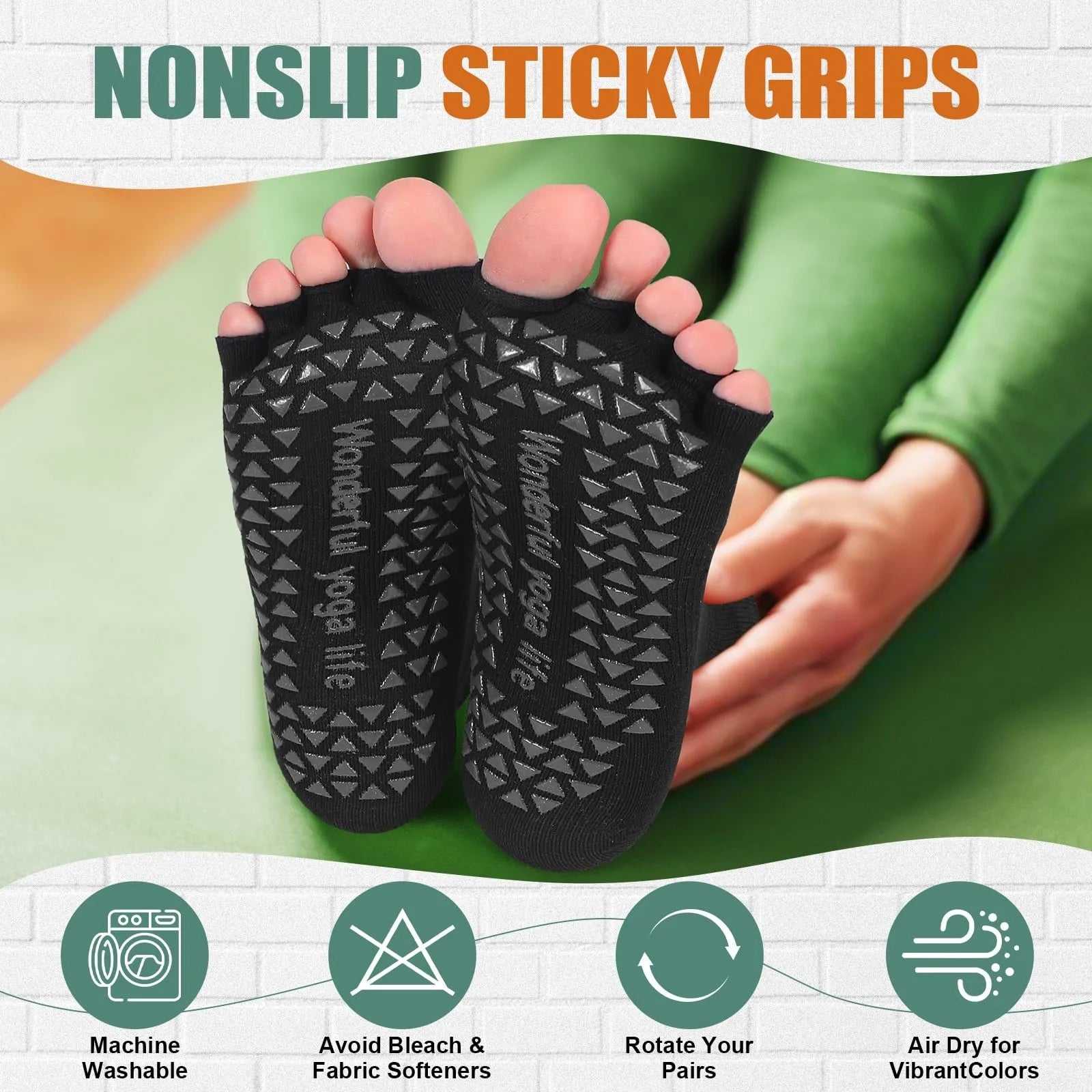 Women Yoga Five Toe Socks Breathable Anti-Slip Silicone Sport Pilates Socks Gym Fitness Dance Socks Foot Care Split Toe Socks