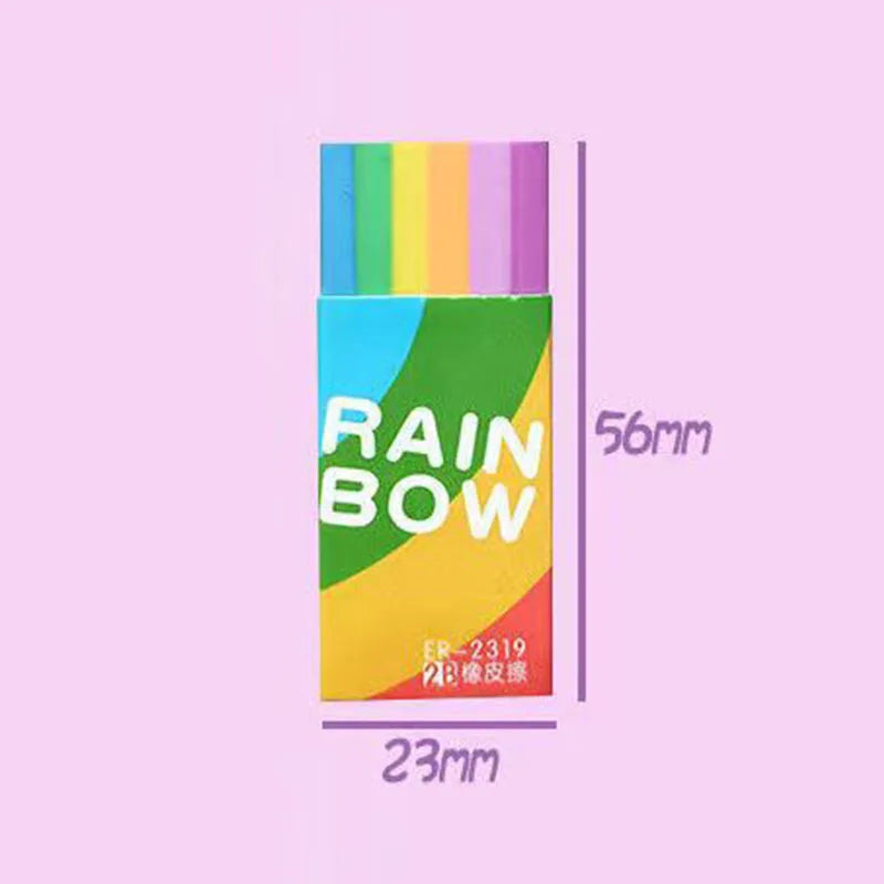 1 Piece Lytwtw's Cute Kawaii Creative Rainbow Eraser Rubber Stationery School Supplies Novelty Lovely Eraser