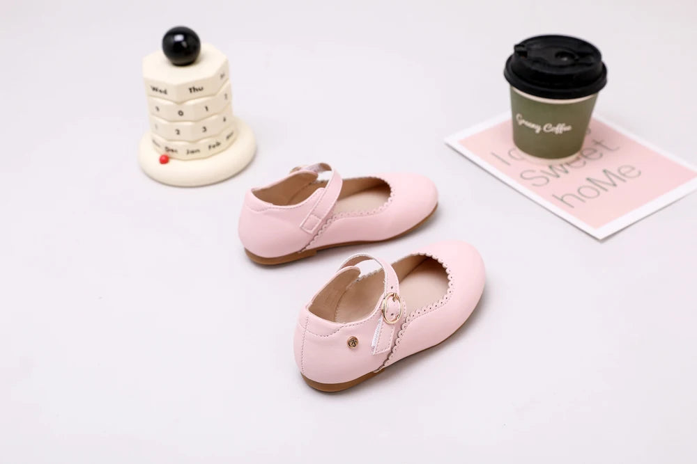 AS New Kids Shoes Children Beige Shoes Baby Boys Leather Shoes Toddler Princess Flats Girls Oxford Fashion Platform Mary Jane