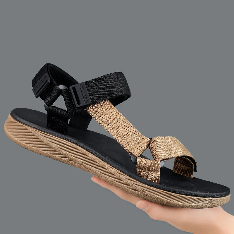Summer Men's Sandals Outdoor Casual Anti-Slip Breathable Beach Holiday Sports Sandals for Summer Walking Durable Flat Shoe 40-45