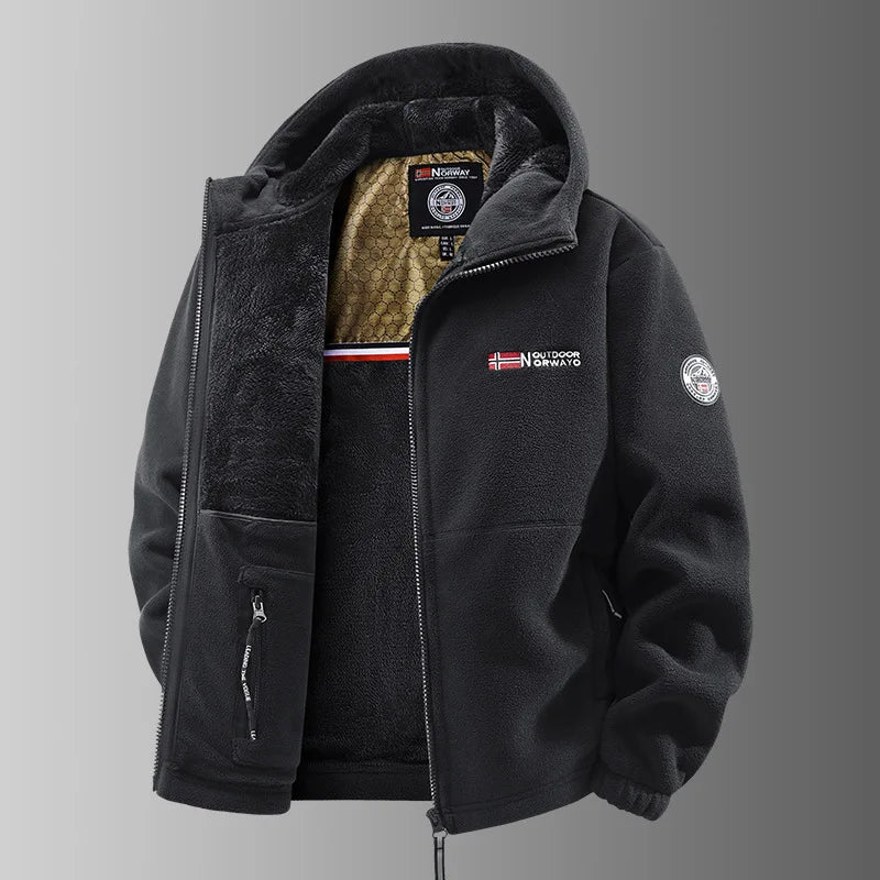 Men's Autumn Winter Fleece Jacket European-Style Hooded Warm Outdoor Thickened Couples' Coats New Arrivals