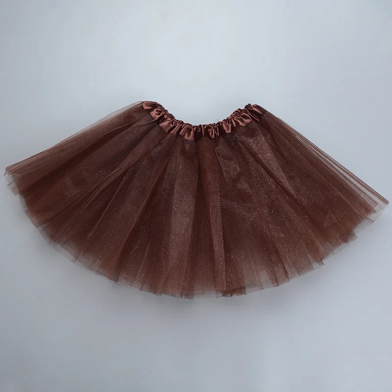 Girl Elastic Ballet Dancewear Tutus Mini Skirt For Birthday Party Dance 3 Layer Tulle Tutu Skirt for Kids Princess 2-8Y Girls