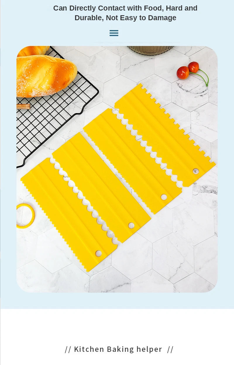 DIY Baking Tools 4pcs/set Cream Scraper PP Cream Smoother Pastry Icing Combs Spatulas Bakery Accessories  Cake Decorating Comb